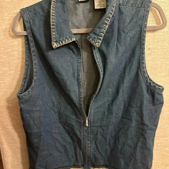 Bobbie Brooks Vintage Jean Zip‎ Up Vest Size Medium - Picture 3 of 7